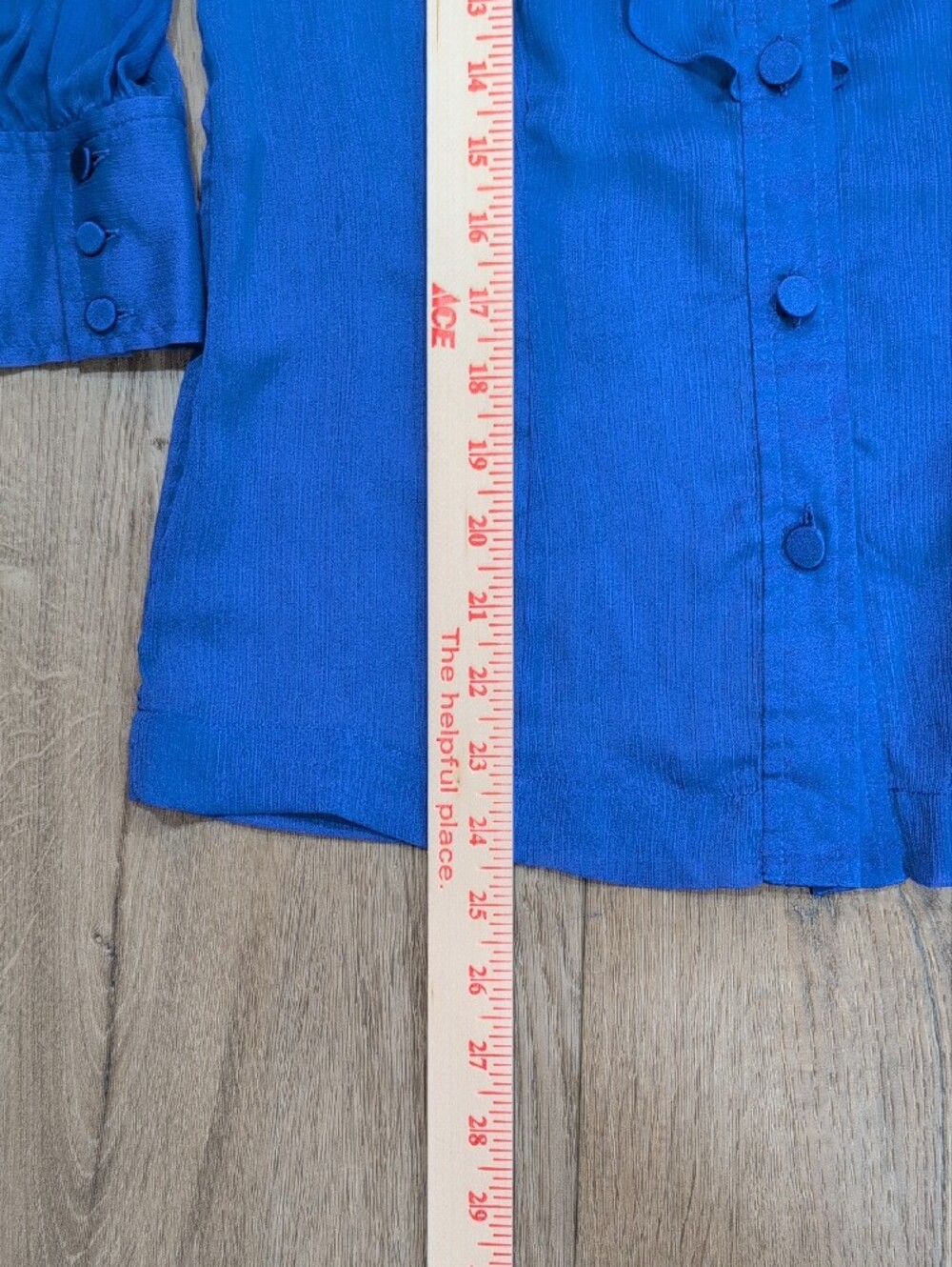 Banana Republic Cobalt Blue Ruffle-Front Sheer Button Down Shirt - Picture 2 of 9